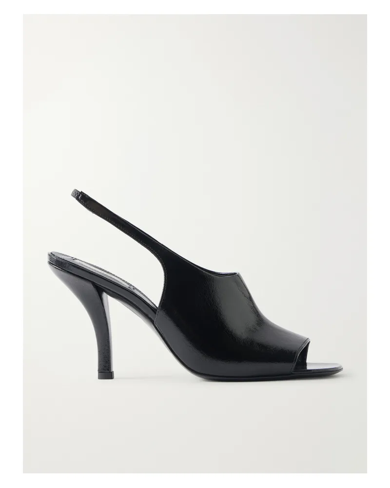 Totême Glossed-leather Slingback Sandals - Black Black