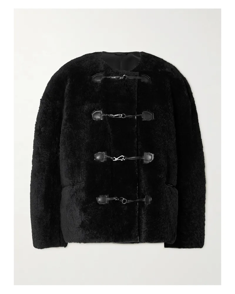 Totême Leather-trimmed Shearling Jacket - Black Black
