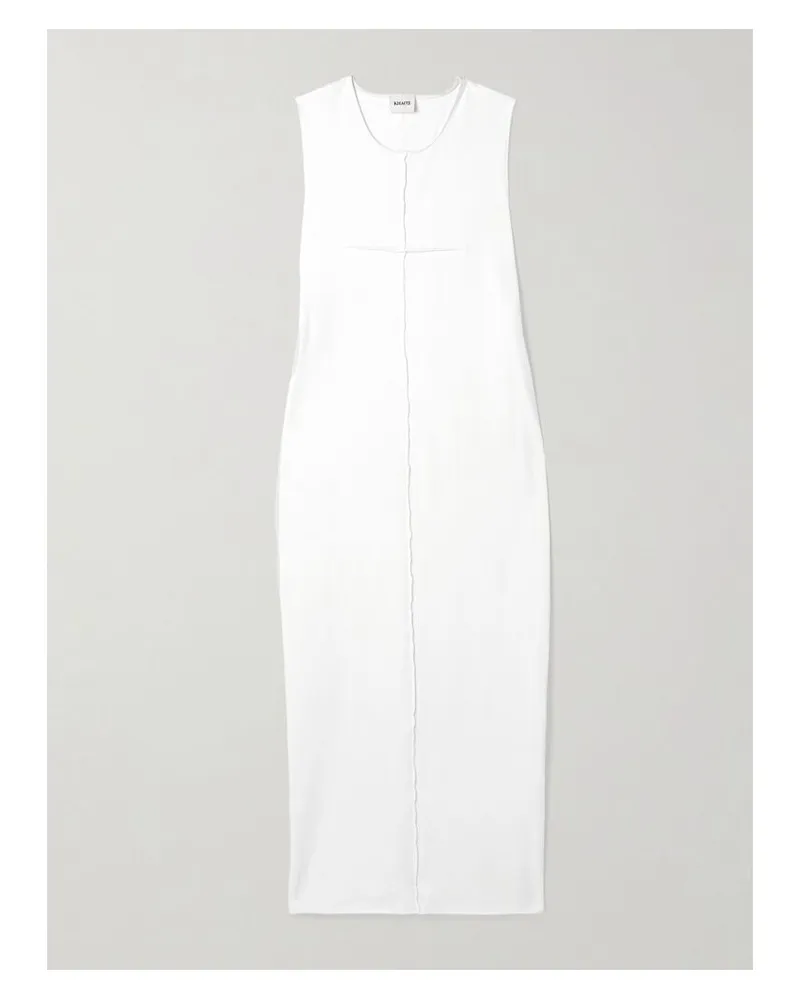 KHAITE Hal Midikleid Aus Baumwoll-jersey - Weiß Weiß