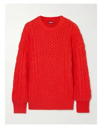 STAUD Tracy Oversized-pullover aus einer Baumwollmischung in Zopfstrick Rot