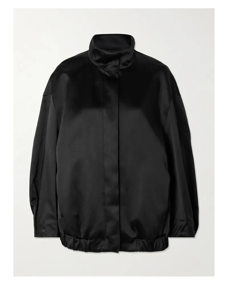 Dries van Noten Verkürzte Oversized-bomberjacke Aus Satin - Schwarz Schwarz