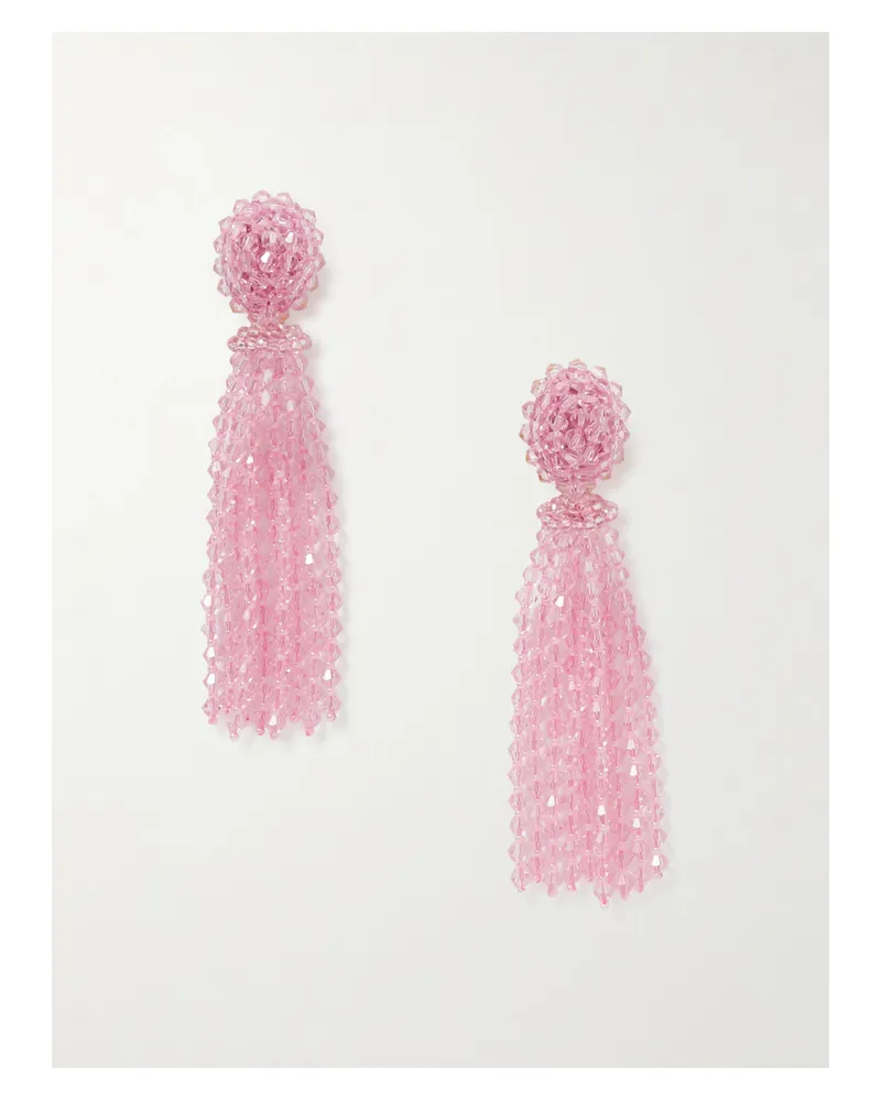 Oscar de la Renta Ohrclips Mit Troddeln, Zierperlen Und Goldfarbenen Details - Pink Pink