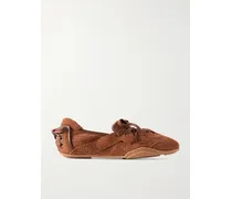 Bilaria Pigalle Leather-trimmed Suede Sneakers - Brown
