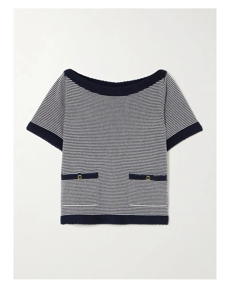 Frame Denim Oberteil Aus Gestreiftem Kaschmir - Blau Blau