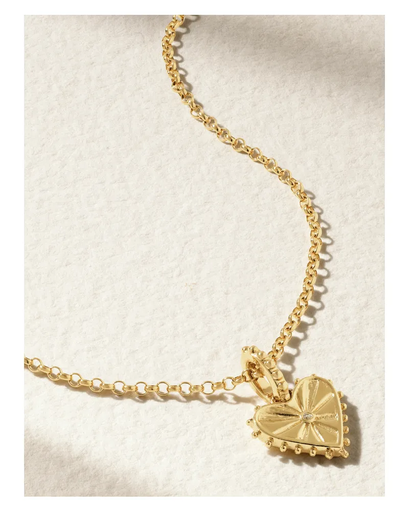 Marlo Laz Mini Dangling Heart Kette Aus 14 Karat Gold Mit Diamant Gold