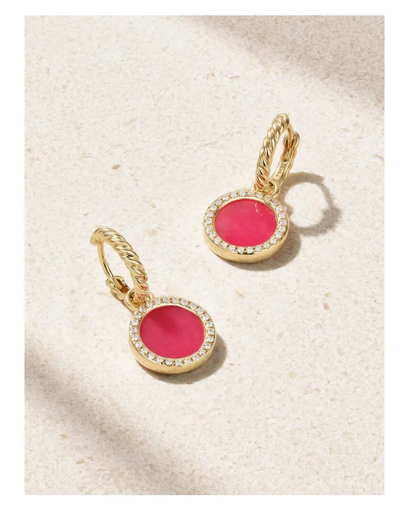 David Yurman Petite Elements Creolen Aus 18 Karat Gold Mit Rhodoniten Und Diamanten Gold