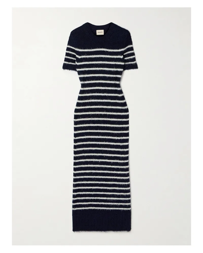 KHAITE Helen Midikleid Aus Einer Gebürsteten Seiden-kaschmirmischung Mit Streifen - Blau Blau