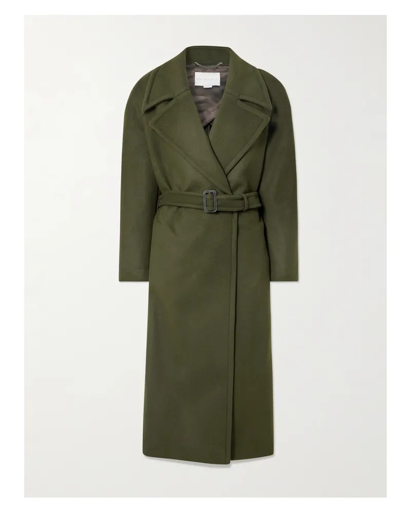 Stella McCartney Doppelreihiger Mantel Aus Wolle Mit Gürtel - Grün Grün