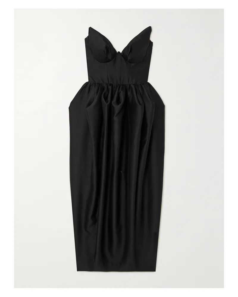 Zimmermann Matchmaker Midikleid Aus Twill Aus Einer Seiden-wollmischung Mit Bustier - Schwarz Schwarz