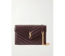 Cassandre Envelope Chain Mini Matelassé Leather Wallet - Burgundy