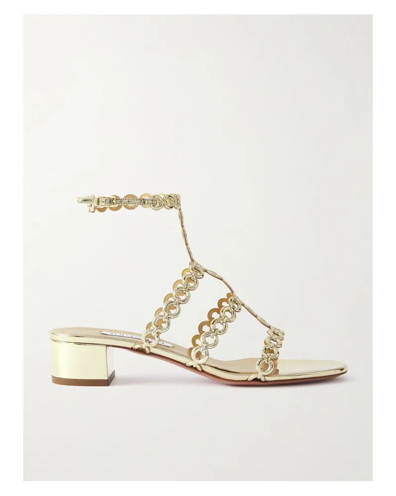 Aquazzura 35 Infinity Sandalen Aus Leder Mit Spiegeleffekt - Gold Gold