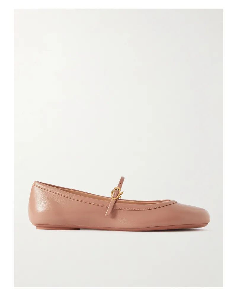 Gianvito Rossi Carla Leather Mary Jane Ballet Flats - Neutrals Neutrals