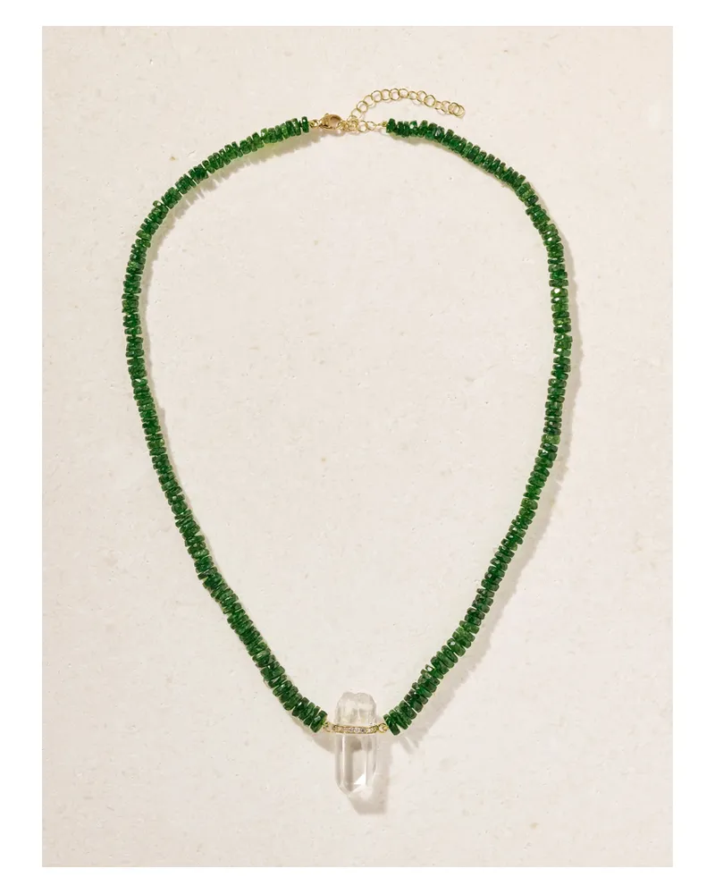JIA JIA 14-karat Gold, Diamond And Quartz Necklace - Green Green