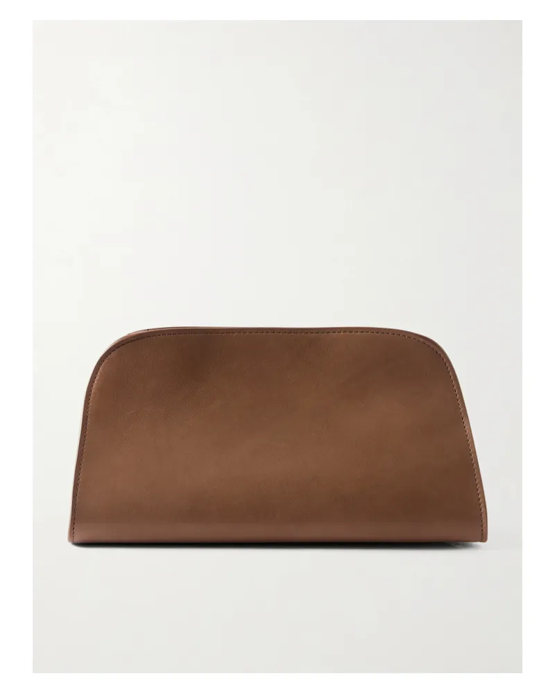 The Row Peggy Leather Clutch - Brown Brown