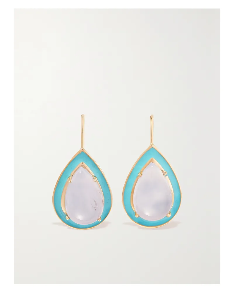 Alison Lou Cocktail Ohrringe Aus 14 Karat Gold Mit Emaille Und Chalzedonen Gold