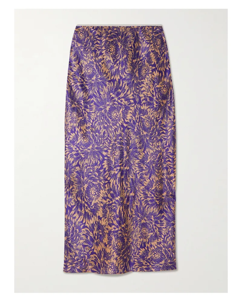 Dries van Noten Midirock Aus Bedruckter Seide - Lila Lila