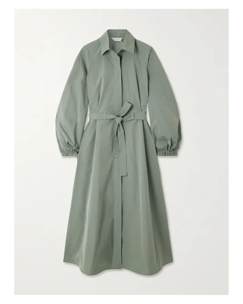 Max Mara Viale Midi-hemdblusenkleid Aus Baumwollpopeline Mit Bindegürtel - Grün Grün