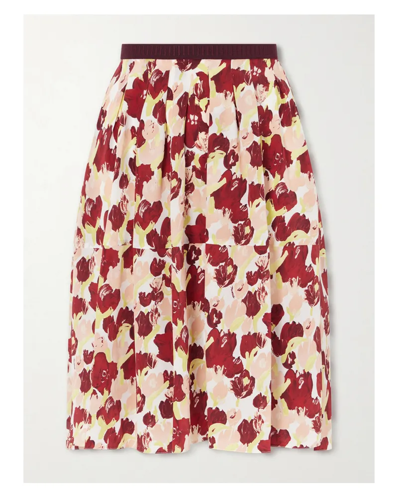 Marni Pleated Printed Silk Crepe De Chine Midi Skirt - Multi Multi