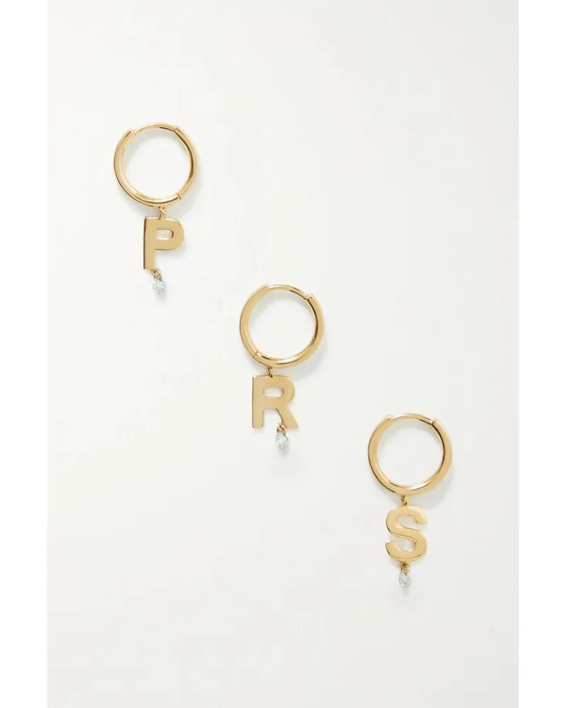 PERSEE Alphabet Einzelne Creole Aus 18 Karat Gold Mit Diamant Gold
