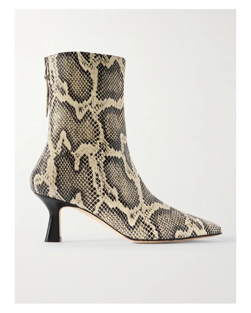 aeyde Elina Snake-effect Leather Ankle Boots - Animal print Animal
