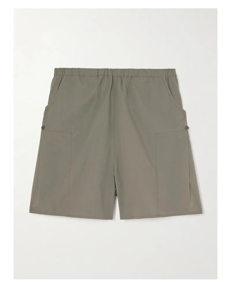 Deiji Studios Checked Organic Cotton Straight-leg Shorts - Green Green