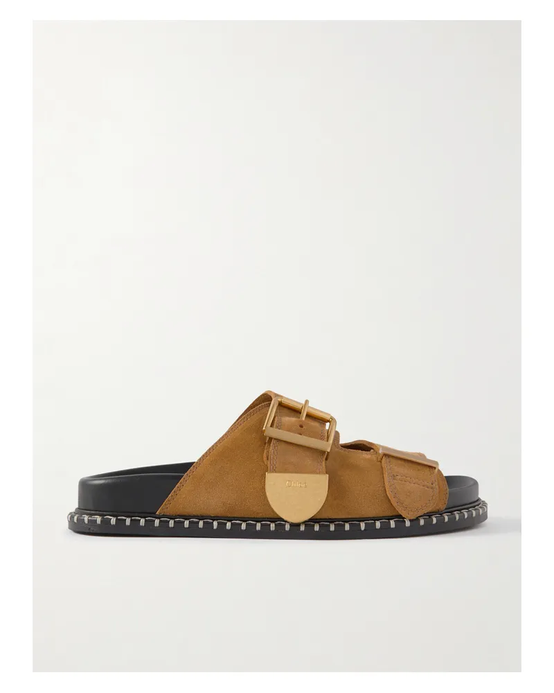 Chloé Net Sustain Rebecca Pantoletten Aus Veloursleder Im Überwendlichstich - Braun Braun