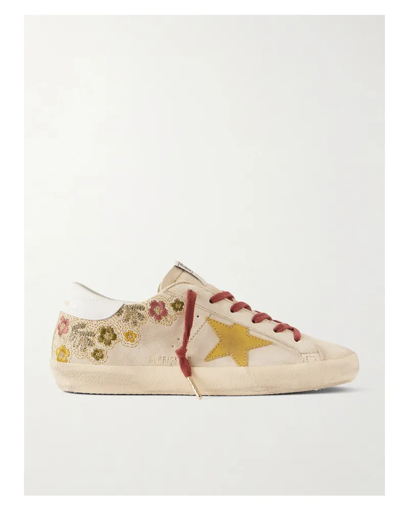 Golden Goose Super-star Suede Embroidered Low-top Sneakers - Neutrals Neutrals
