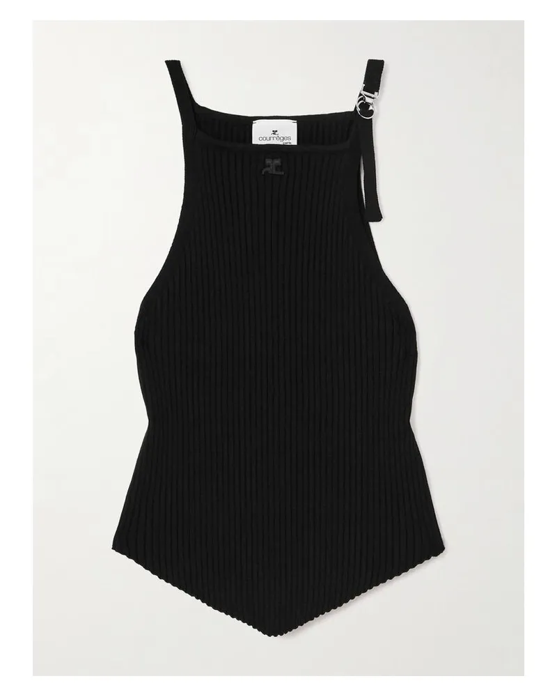 Courrèges Oberteil Aus Rippstrick Mit Verzierung - Schwarz Schwarz