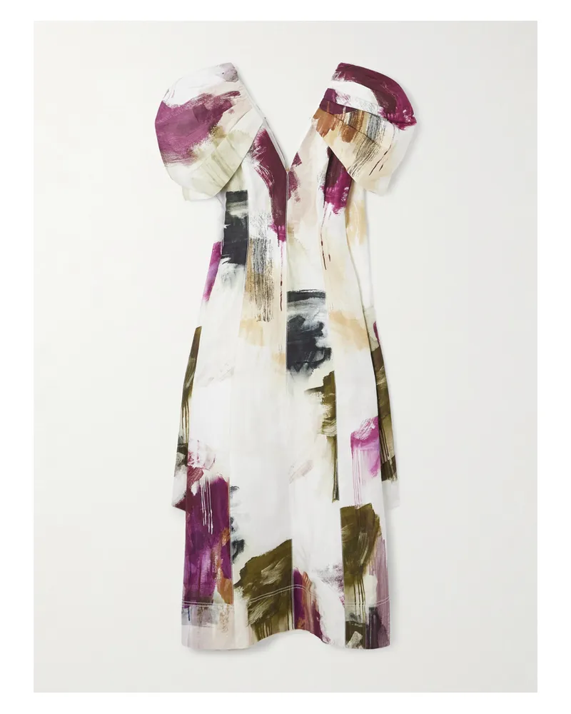 Aje. Bisou Printed Woven Midi Dress - Cream Cream