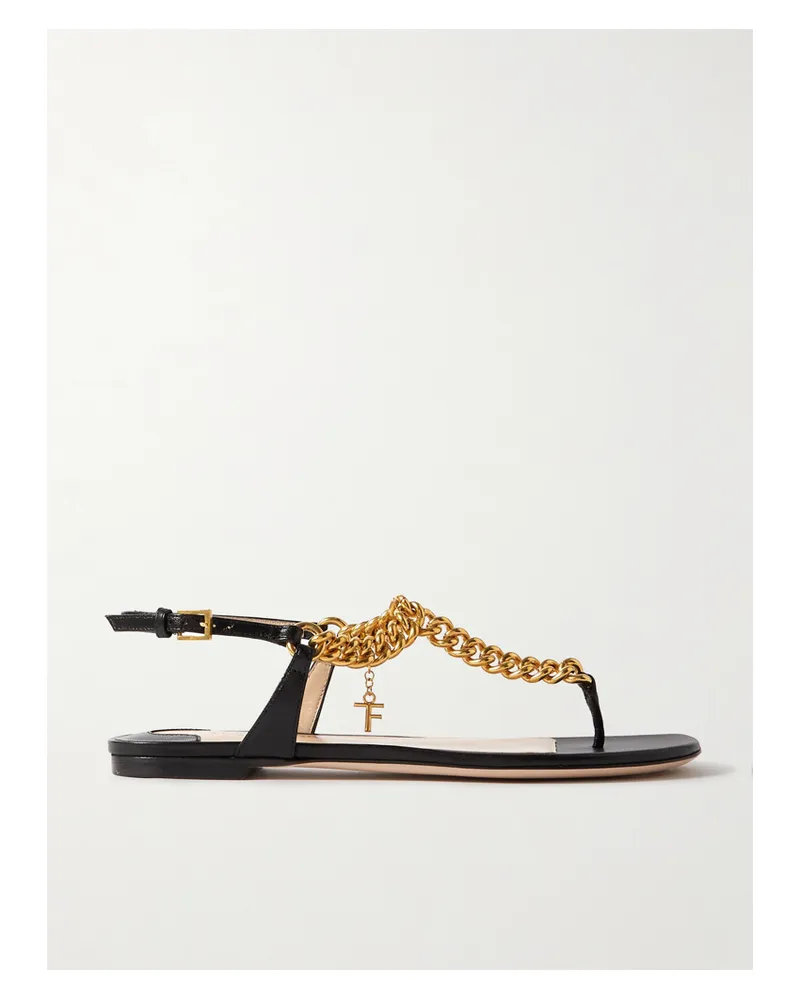 Tom Ford Zenith Slingback-zehensandalen Aus Leder Mit Verzierung - Schwarz Schwarz