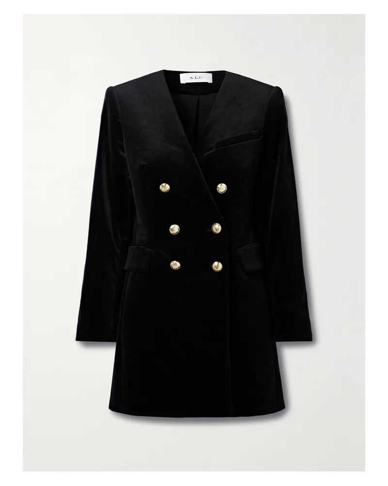 A.L.C. Chelsea Doppelreihiges Minikleid Aus Samt Aus Einer Baumwollmischung - Schwarz Schwarz