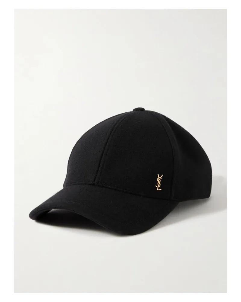 Saint Laurent Baseballkappe Aus Wollfilz Mit Verzierung - Schwarz Schwarz