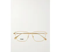 Baguette Square-framed Gold-tone Optical Glasses