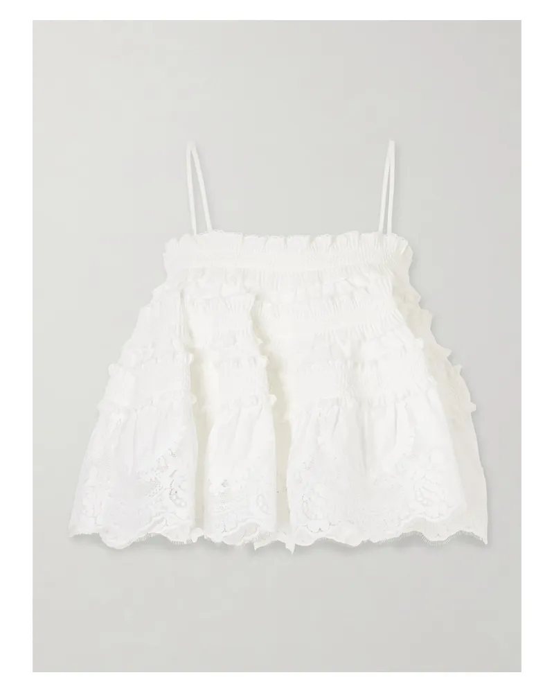 Zimmermann Strapless Lace-trimmed Cotton Top - Neutrals Neutrals