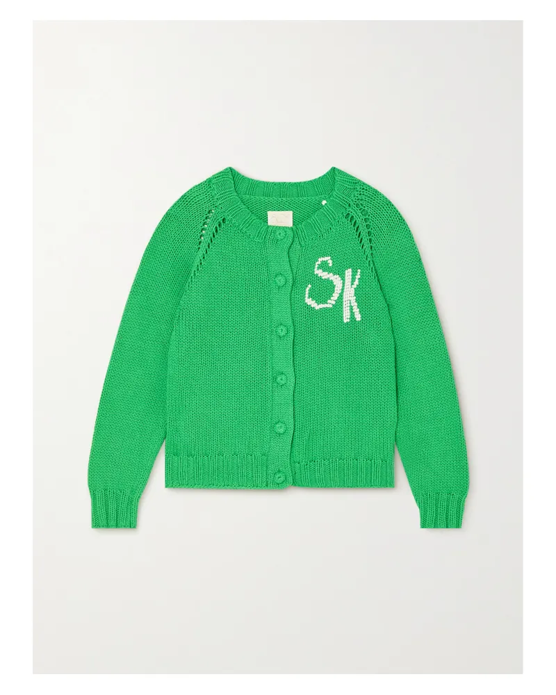 Suzie Kondi Cardigan Aus Baumwolle Mit Stickerei - Grün Grün