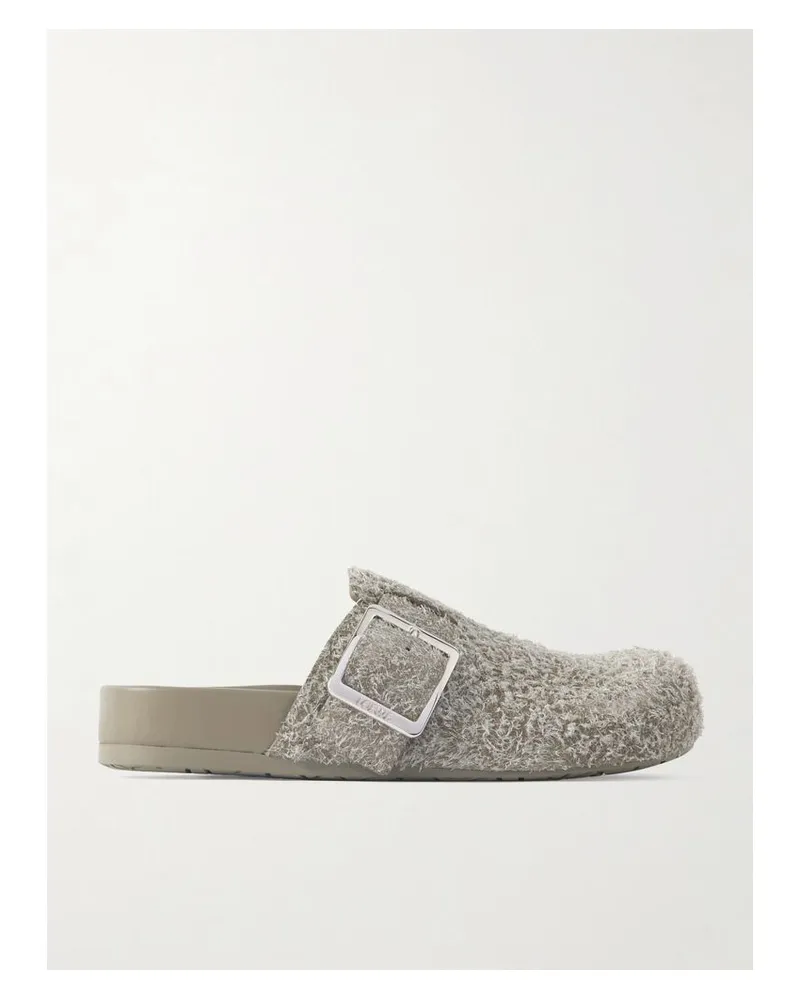 Loewe Ease Clogs Aus Gebürstetem Veloursleder Mit Schnalle - Grau Grau