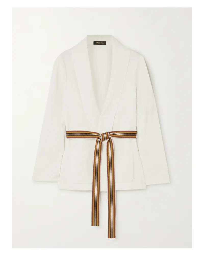 Loro Piana Cardigan Aus Einer Seiden-baumwollmischung Mit Bindegürtel - Elfenbein Elfenbein