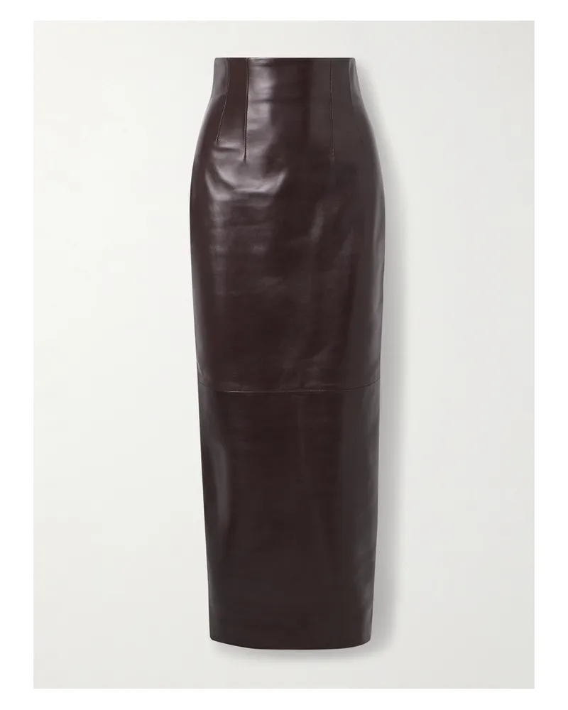 KHAITE Loxley Leather Maxi Skirt - Brown Brown