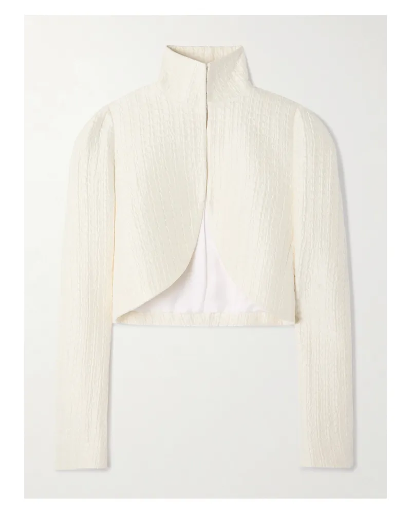 Alaïa Verkürzte Jacke Aus Seiden-cloqué - Elfenbein Elfenbein