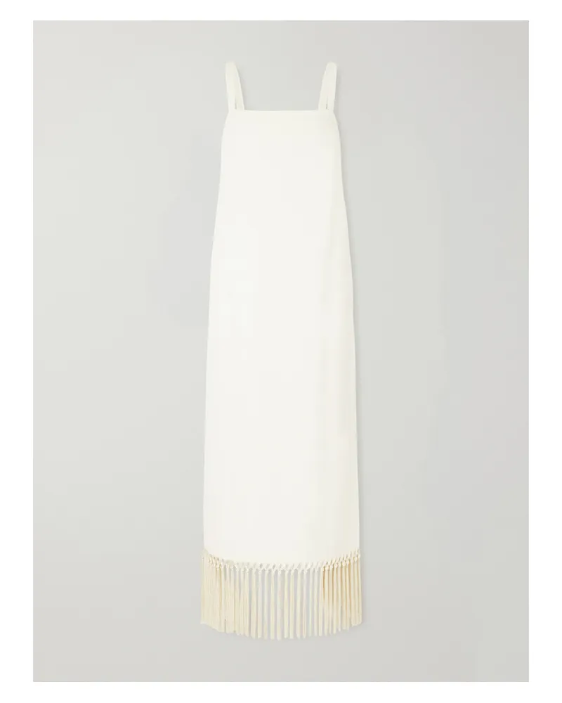 Taller Marmo Palermo Fringed Crepe Midi Dress - Cream Cream
