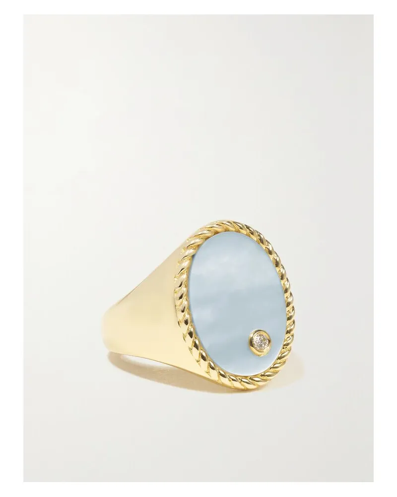 Yvonne Léon Ring Aus 9 Karat Gold Mit Perlmutt Und Diamant Gold