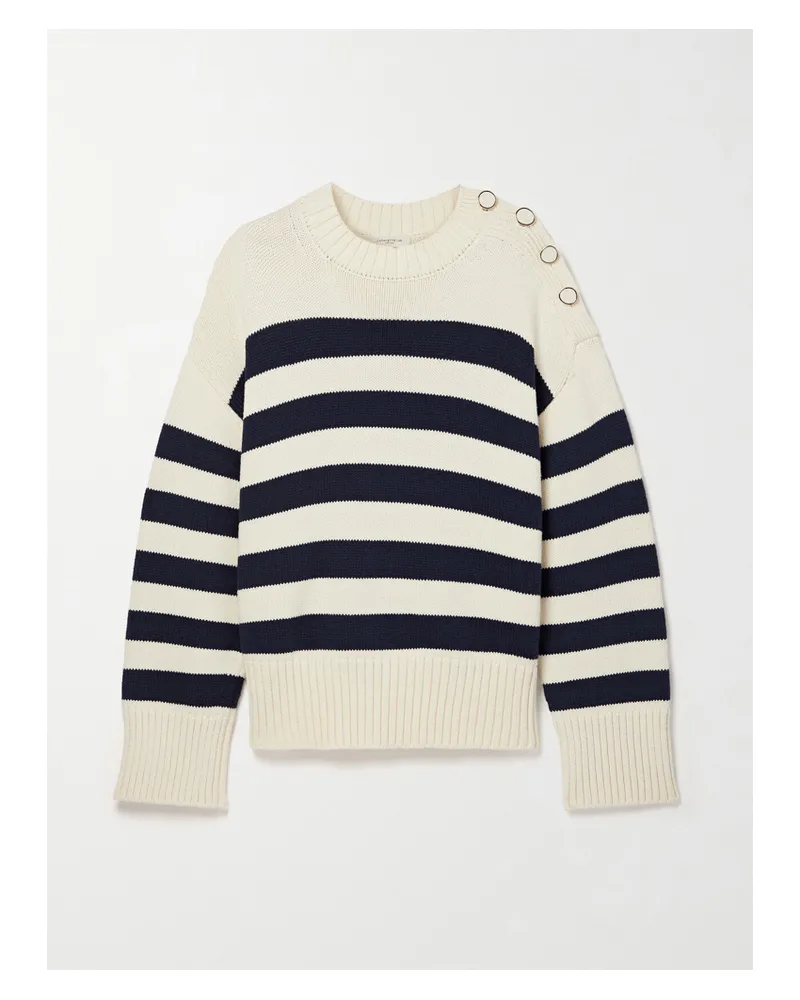 Lafayette148 Pullover Aus Einer Woll-baumwollmischung Mit Streifen - Creme Creme
