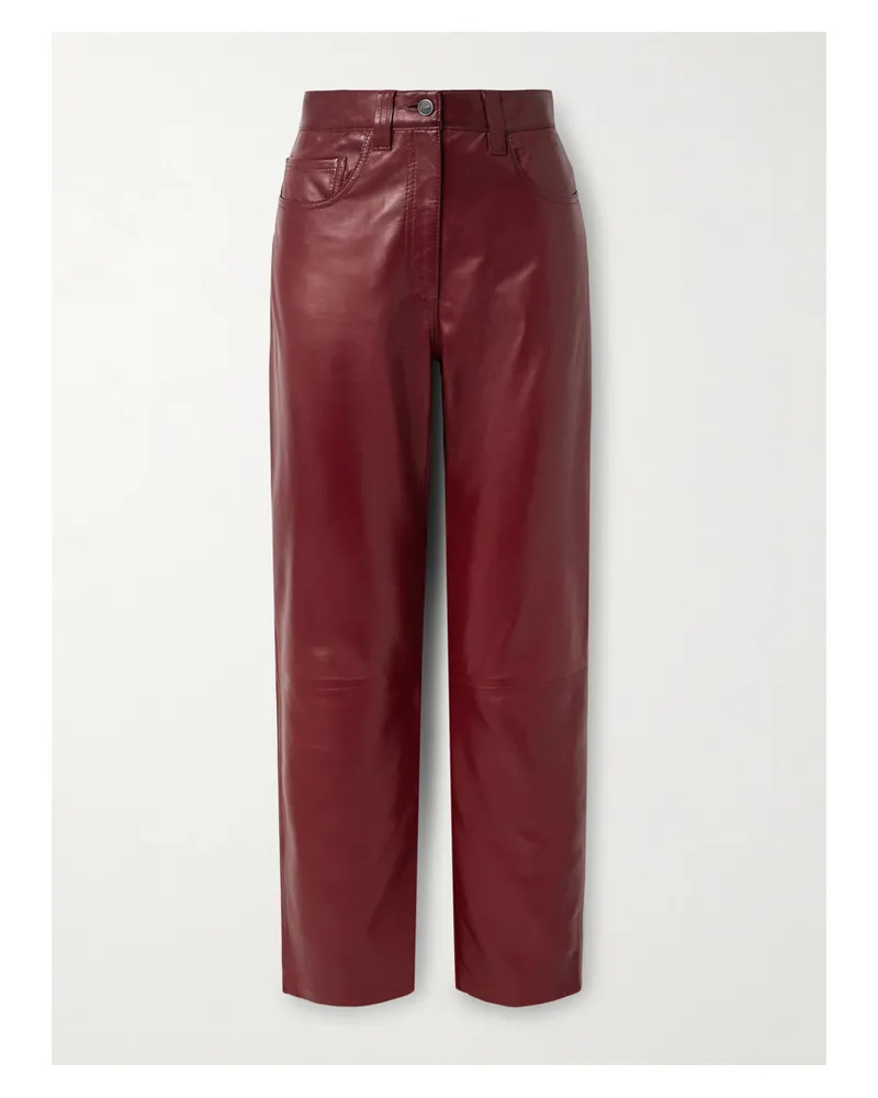 KHAITE Callum Leather Straight-leg Pants - Red Red