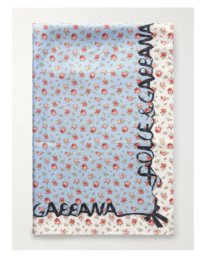 Dolce & Gabbana Printed Silk-twill Scarf - Blue Blue