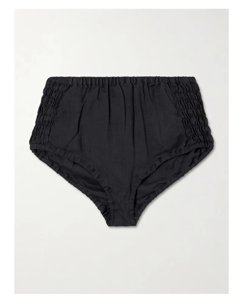 Dries van Noten Ruched Ramie Shorts - Black Black