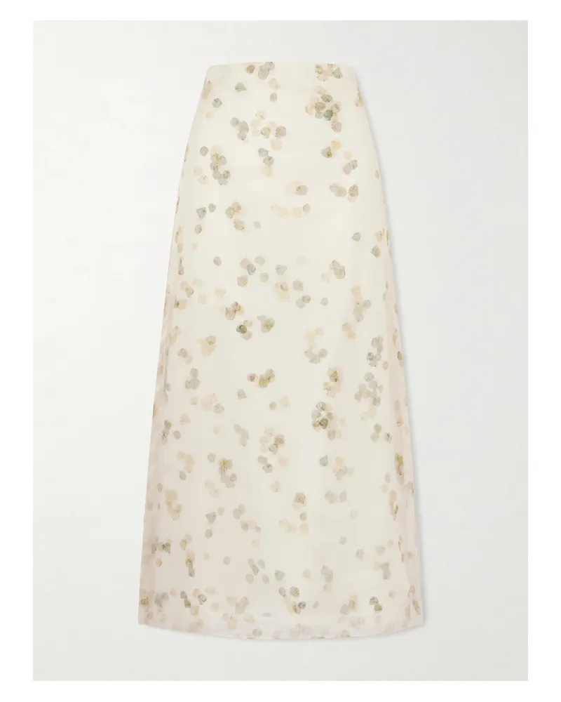 Altuzarra Linnie Printed Cotton-blend Organza Maxi Skirt - Ivory Ivory