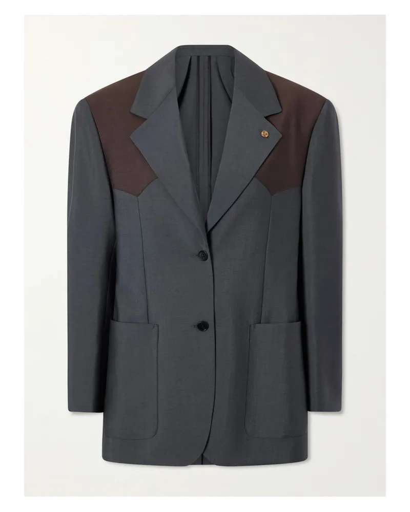 Versace Wool And Mohair-blend Blazer - Gray Gray