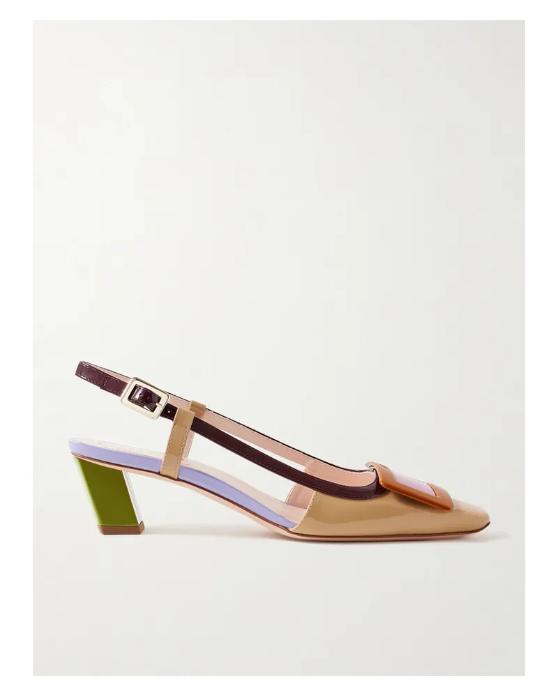 Roger Vivier Belle Vivier 45 Slingback-pumps Aus Lackleder In Colour-block-optik - Mehrfarbig Mehrfarbig