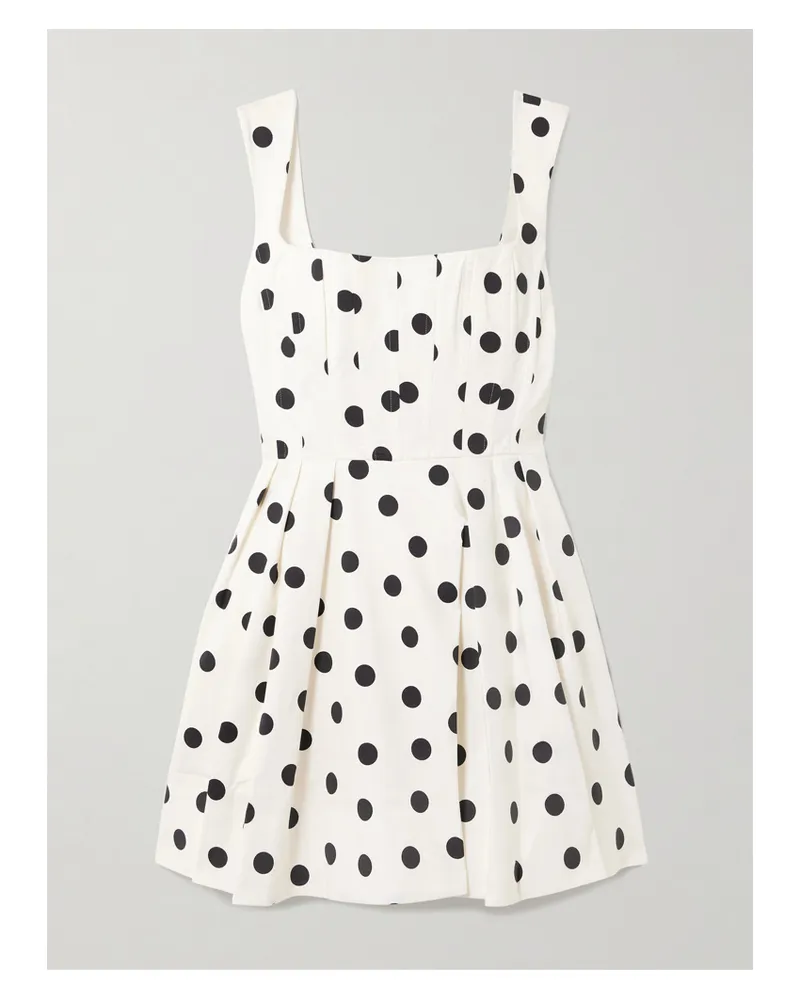 Rebecca Vallance Maisie Minikleid Aus Popeline Aus Einer Baumwollmischung Mit Polka-dots Und Falten - Weiß Weiß