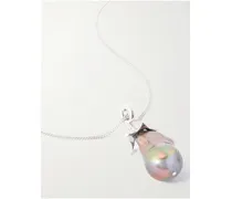 Aubergine Silver And Pearl Necklace